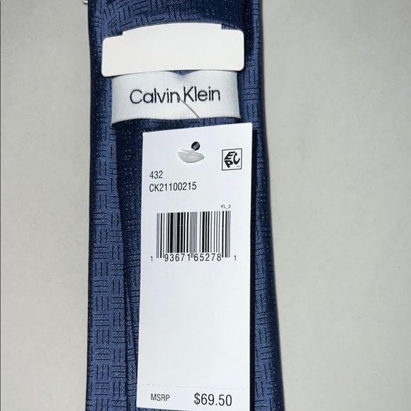 NWT Calvin Klein Light Navy Blue Pattern Tie - Picture 5 of 5